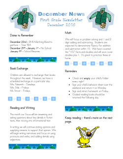 1st Grade December Newsletter 2015