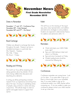 1st grade November Newsletter 2015