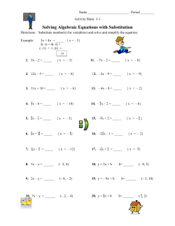Activty Sheet 3-1 Solving Equations with Substitution