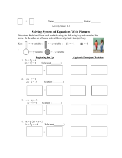 Activity Sheet 3-6 Solving System of Equations with Pictures
