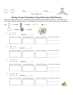 Activity Sheet 3-4 Solving System of Equations with Subtraction