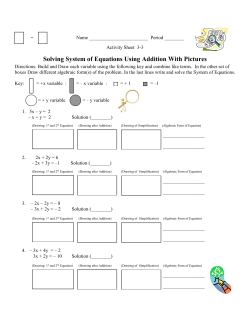 Activity Sheet 3-3 Solving System of Equations with Addition
