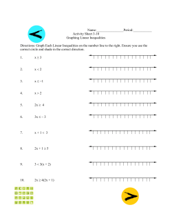 Activity Sheet 3-10 Graphing Linear Inequalities 1 Var