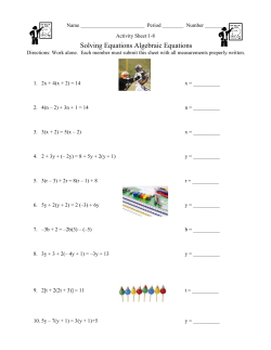 A/S 1-8 Solving Equations Algebraic Equations
