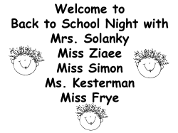 Back to School Night Presentation
