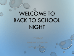Back to School Night Presentation