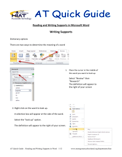 Reading and Writing Supports in Word (96K pdf)