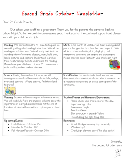 2nd grade October Newsletter
