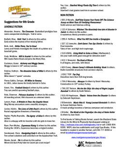 MCPL Summer Reading List for 6th Grade