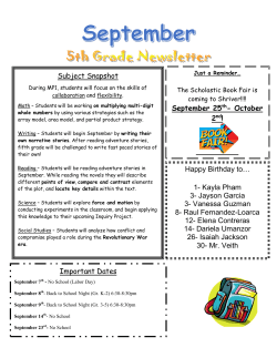 5th Grade September Newsletter