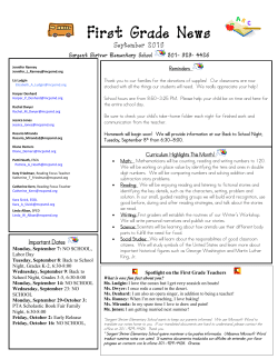 First Grade September Newsletter