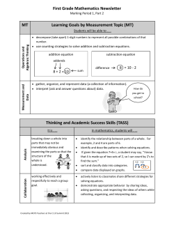 First grade q1 part 2 math newsletter