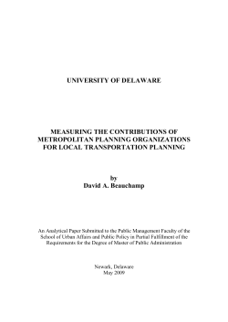 Beauchamp, D., Measuring the Contributions of Metropolitan Planning Organizations for Local Transportation Planning