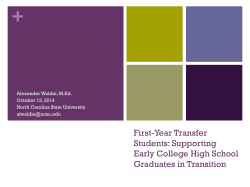 First-Year Transfer Students Supporting Early College High School Graduates in Transition