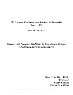 Students with Learning Disabilities Transition to College Challenges, Rewards, and Supports (Doc 2)