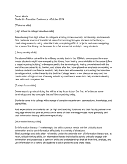 CT-74 Cognitive Development and Scaffolding Strategies for Undergraduates in Library Instruction Classes (Doc 2)