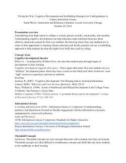 CT-74 Cognitive Development and Scaffolding Strategies for Undergraduates in Library Instruction Classes (Doc 1)