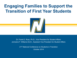 Engaging Families to Support the Transition of First Year Students