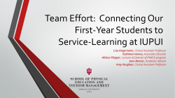 Team Effort Connecting Our First-Year Students to Service Learning at IUPUI