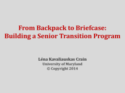 From Backpack to Briefcase Building a Senior Transition Program