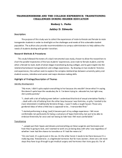 Transgenderism and the College Experience Transitioning Challenges During Higher Education