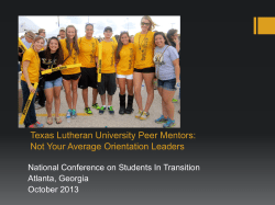 Peer Mentors Not Your Average Orientation Leaders