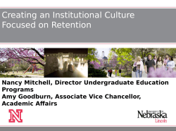 Intentionally Creating an Institutional Culture Focused on Retention