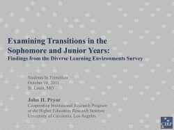 Examining Transition in the Sophomore and Junior Years: Findings From the Diverse Learning Environments Surveys