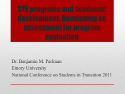 Sophomore-Year Experience Programs and Academic Development: Developing an Assessment for Program Evaluation