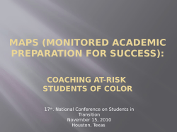 MAPS: Coaching At-Risk, First-Year Students of Color