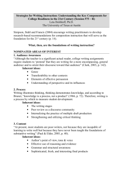 Strategies for Writing Instruction: Understanding the Key Components for College Readiness in the 21st Century