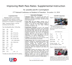 Improving Math Pass Rates: Supplemental Instruction
