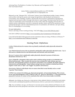 Advising Prism: The Rainbow of Lesbian, Gay, Bisexual, and Transgender (LGBT) First-Year Student Needs