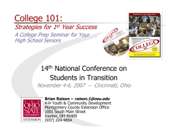 College 101: Strategies for 1st Year Success