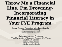 Incorporating Financial Literacy into Your First-Year Experience Program
