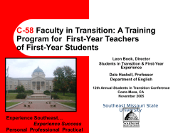 Faculty in Transition: A Training Program for First-Year Teachers of First-Year Students