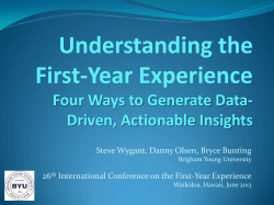 Understanding the First-Year Experience: Four Ways to Generate Data-Driven, Actionable Insights