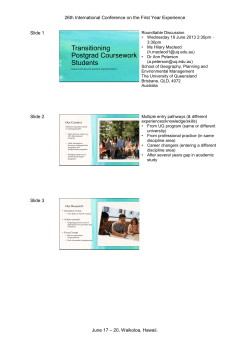 Transitioning for First-Year Postgraduate Coursework Students: Issues and Ideas for Practical Implementation