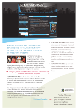 4GPEMPOSTGRADS - The Challenge of Establishing an Online Community of Practice for Time-Poor Postgrad Coursework Students