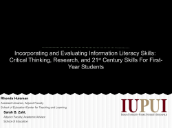 Incorporating and Evaluating Information Literacy Skills: Critical Thinking, Research, and 21st Century Skills For First-Year Students