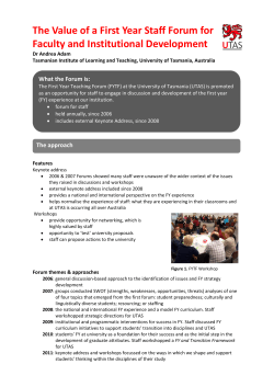 The Value of a First-Year Staff Forum for Faculty and Institutional Development