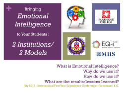 Bringing Emotional Intelligence to Your Students (Two Institutions-Two Models)