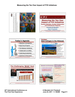 Measuring the 10 Year Impact of FYE Initiatives: Student Selection, Faculty Collaboration, and Institutional Programs