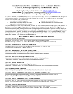 Impact of Innovative SkillsBased Science Course on Student Retention in Science, Technology, Engineering, and Mathematics (STEM)