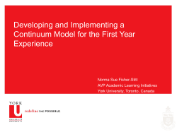 Developing and Implementing a Continuum Model for the First-Year Experience