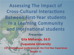 Assessing the Impact of Structured Cross-Cultural Interactions Between First-Year Students in a Learning Community and International Students