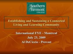 Establishing and Sustaining a Connected Living and Learning Community