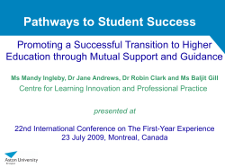 Pathways to Student Success: Promoting a Successful Transition to Higher Education Through Mutual Support and Guidance