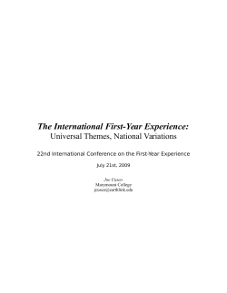 The International First-Year Experience: Universal Themes, National Variations