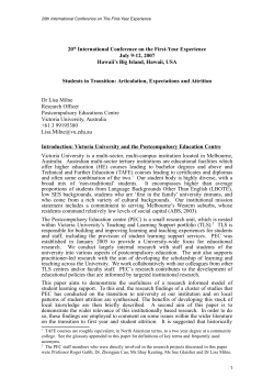 Students in Transition: Articulation, Expectations, and Attrition